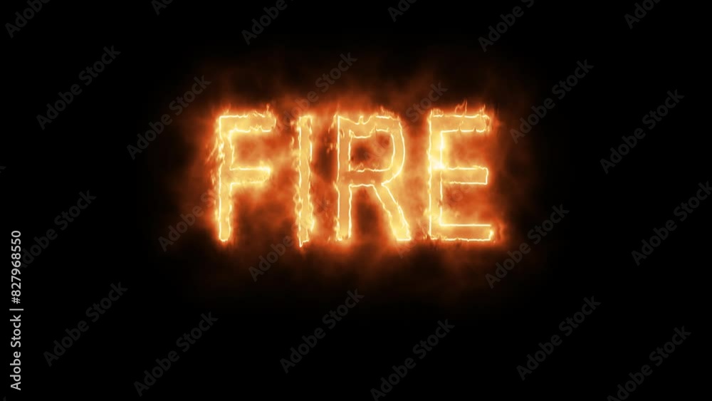 Fire text effect 4k animation. A burning text effect with a transparent video template