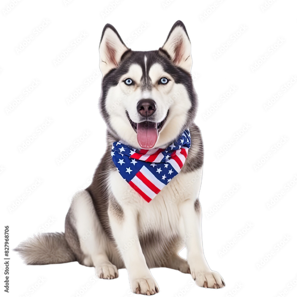 Fototapeta premium American Flag Siberian Husky, transparent - 4