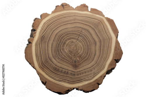 Knotted Acacia wood stump isolated on white background (Robinia pseudoacacia)