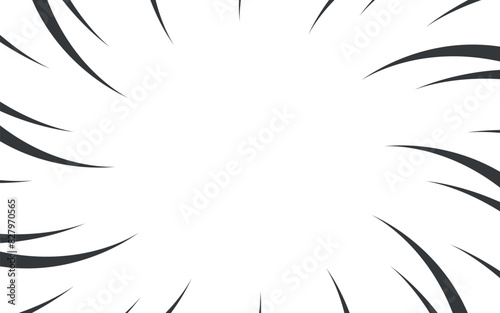 Comic book and manga speed lines background. Manga speed frame, Super Hero action, explosion background. Black and white vector illustration