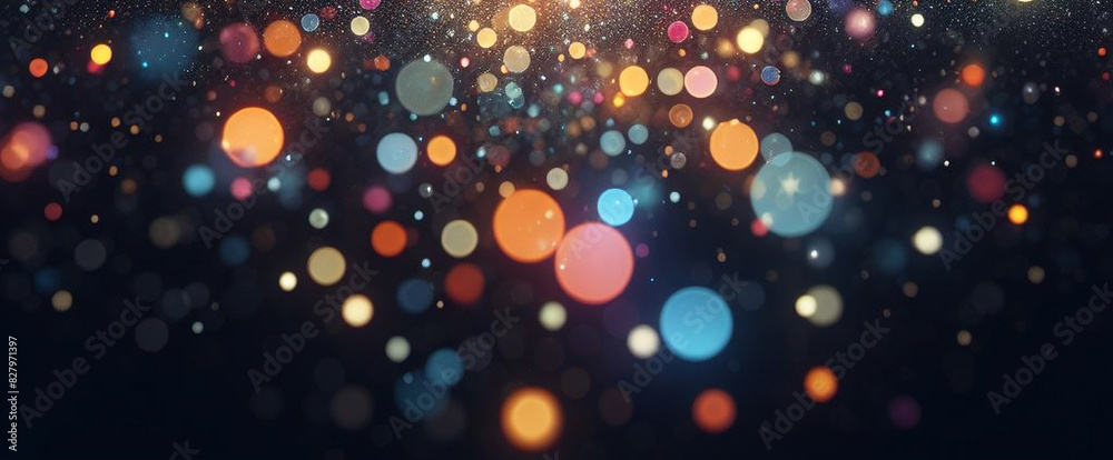 Abstract Shining bokeh lights glass rays on black background Abstract Shining bokeh lights glass rays on black background