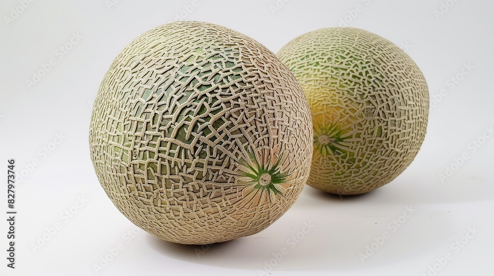 Melon fruit, one spherical melon on a white background. Generative Ai Melon fruit, one spherical melon on a white background. Generative Ai