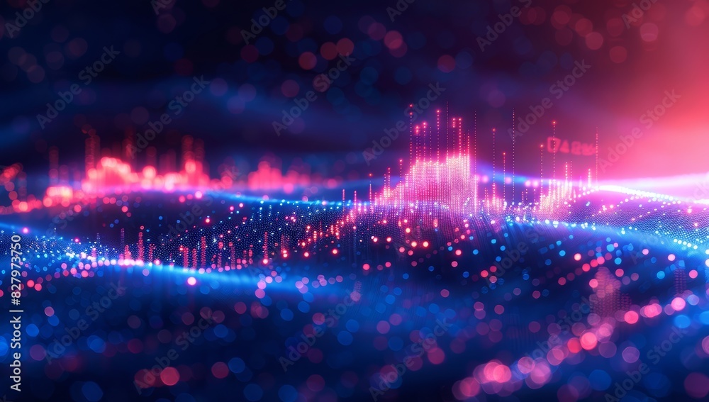 Obraz premium Technology abstract particle wave Background 