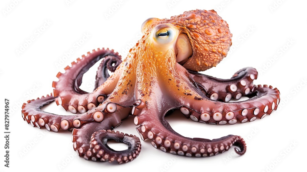 Fototapeta premium Octopus Squid frozen isolated on white background. Generative Ai