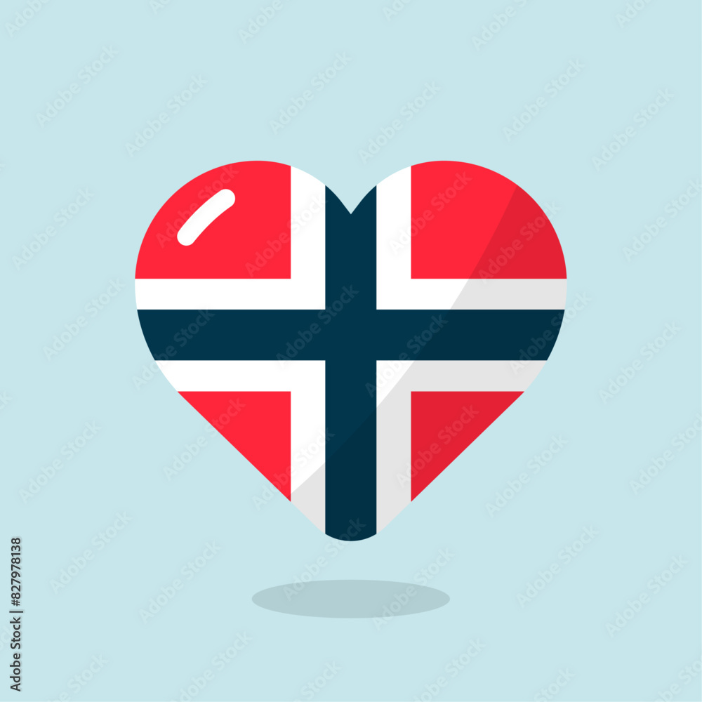 Obraz premium Heart Icon with Norwegian Flag: A Beautiful Symbol of Love and National Pride, Celebrating the Heritage and Spirit of Norway.