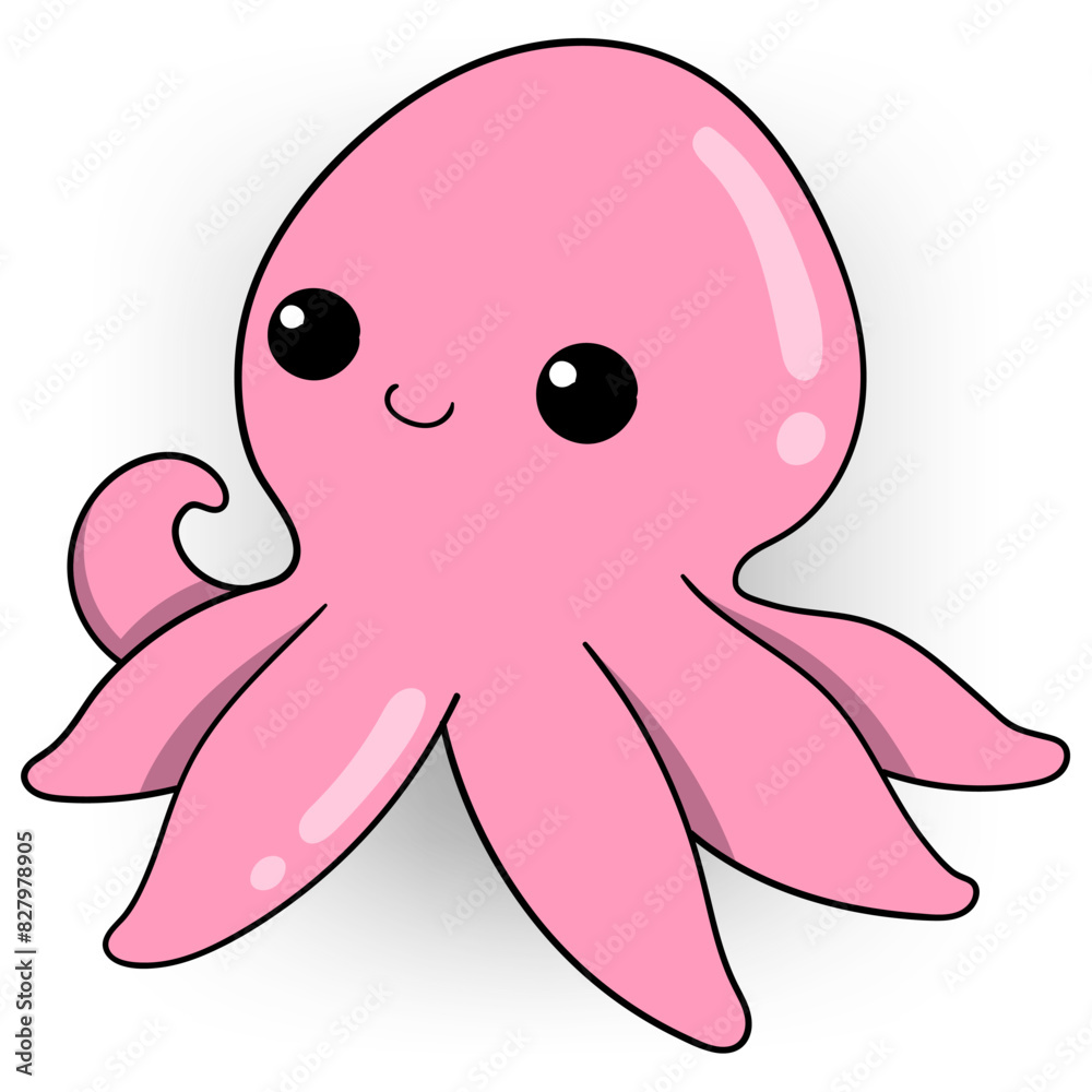 pink octopus with friendly smiling facial expression pink octopus with friendly smiling facial expression