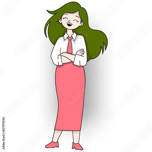 happy female workers get a pleasant work atmosphere and environment