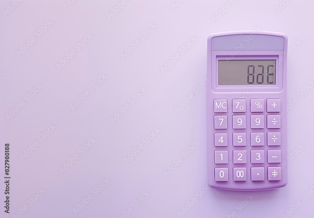 Purple calculator on a universal gray background. Gray background. Calculator in magenta color, 3d rendering - Generative AI Purple calculator on a universal gray background. Gray background. Calculator in magenta color, 3d rendering - Generative AI