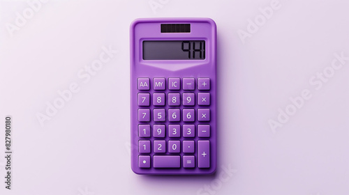 Purple calculator on a universal gray background. Gray background. Calculator in magenta color, 3d rendering - Generative AI