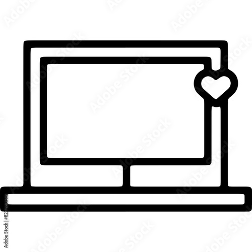 Icon Name Laptop with Heart - An image depicting a laptop with a heart symbol, which can be inferred from the extracted path strings.