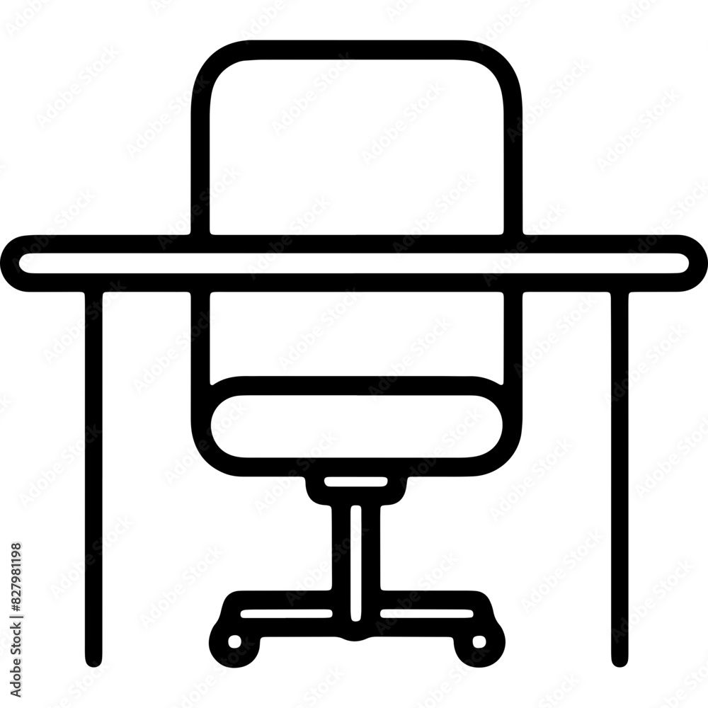 Office chair and desk icon, representing work from home, office setup, and professional workspace Office chair and desk icon, representing work from home, office setup, and professional workspace