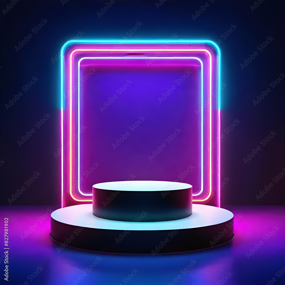 Neon background and blank for placing products Neon background and blank for placing products