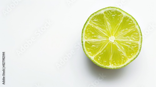 Half of a ripe green lime isolated on a white background