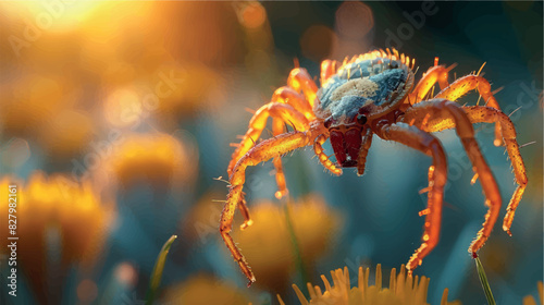 The tick is isolated. 3D illustration of a tick close up. Dangerous beetle-parasitic mite. Anti-tick product. Encephalitic tick. Illustration of a realistic isolated tick.