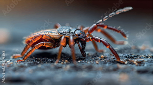 The tick is isolated. 3D illustration of a tick close up. Dangerous beetle-parasitic mite. Anti-tick product. Encephalitic tick. Illustration of a realistic isolated tick.