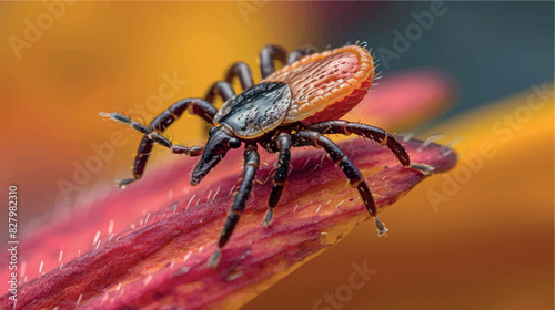 The tick is isolated. 3D illustration of a tick close up. Dangerous beetle-parasitic mite. Anti-tick product. Encephalitic tick. Illustration of a realistic isolated tick.