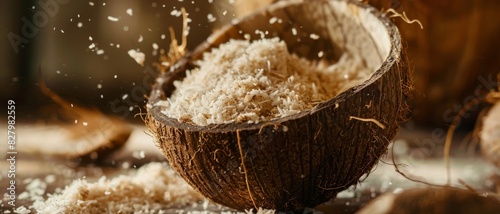 Delicious pieces of coconut. Food perspective for background, wallpaper, banner. 