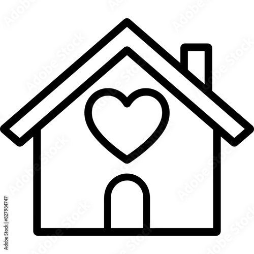 Icon Name House and Heart - An image depicting a house and a heart, which can be inferred from the extracted path strings.