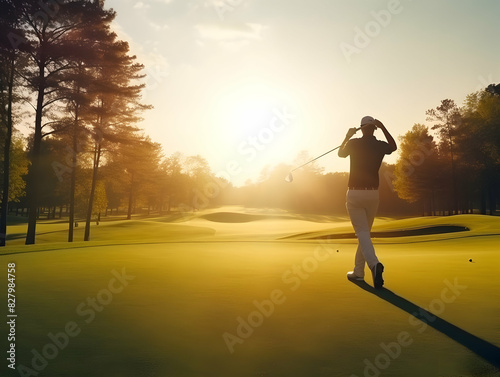 Golf Playing, Golf balls on Golf Club, Professional golf course, Golfer putting golf ball on the green golf, Golf Players Playing, Ai Generated Photo © Akilmazumder