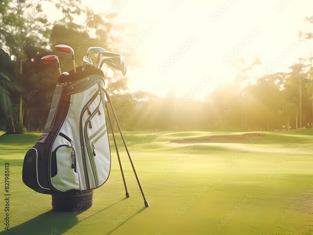 Fototapeta premium Golf Playing, Golf balls on Golf Club, Professional golf course, Golfer putting golf ball on the green golf, Golf Players Playing, Ai Generated Photo