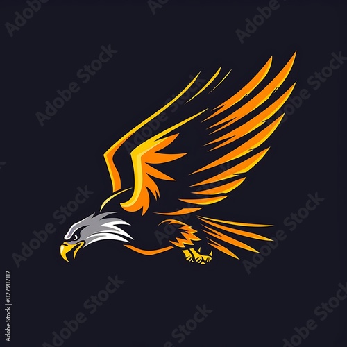 Bold eagle diving down logo, vector illustration - Generative AI