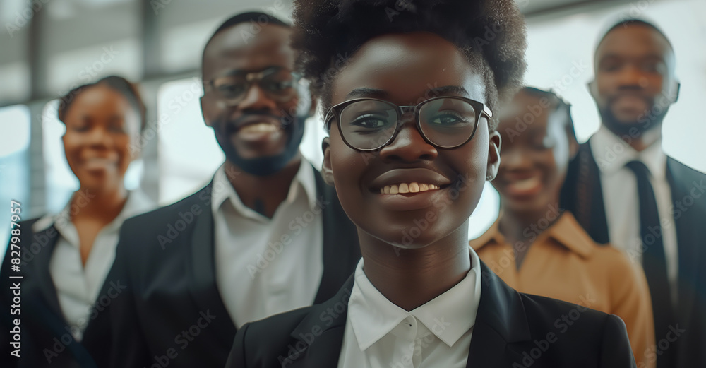 Photo of diverse group of leaders smiling, Successful business team gathered in a boardroom, young professional business people standing together Photo of diverse group of leaders smiling, Successful business team gathered in a boardroom, young professional business people standing together