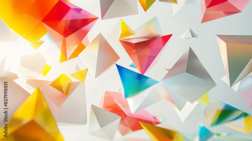 Colorful geometry floating in the air against a white background Colorful geometry floating in the air against a white background