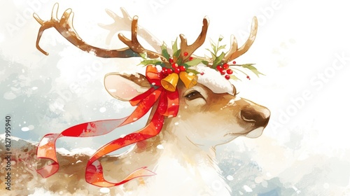 An illustration featuring Santa s reindeer on a crisp white background photo