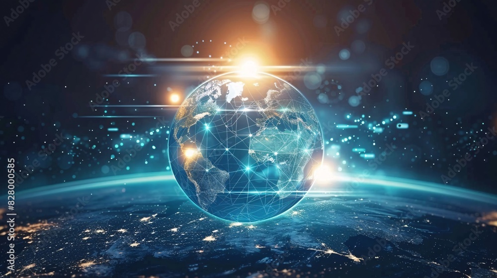 Obraz premium An abstract representation of the digital technology world with a focus on virtual business concepts