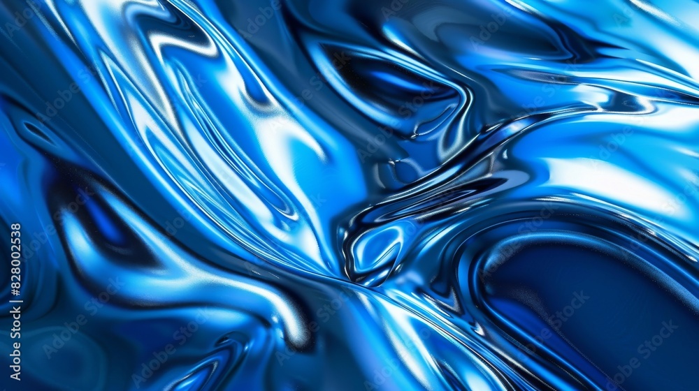 Fototapeta premium A blue and silver liquid with a shiny, reflective surface