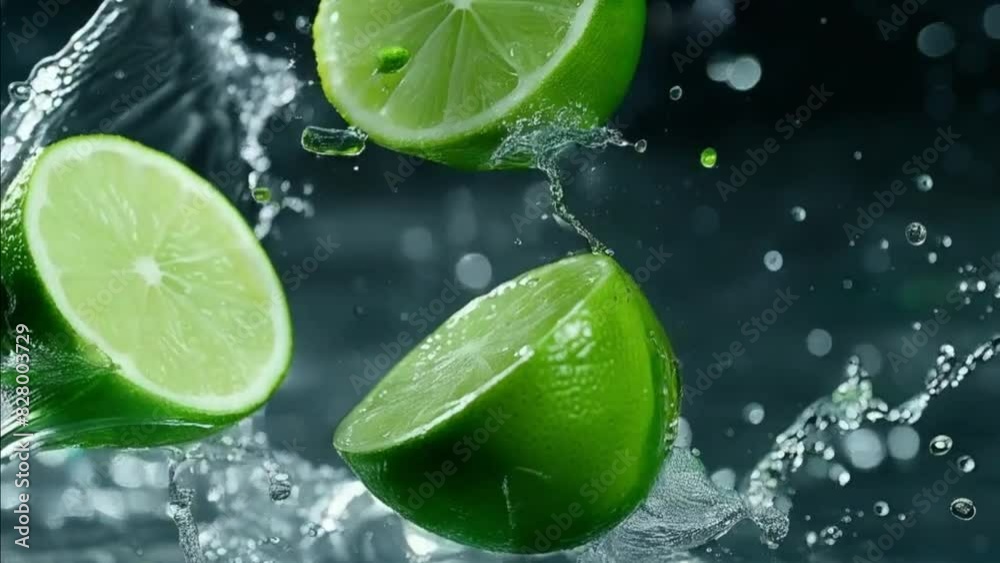 Citrus Fruits Splashing into Water in Slow Motion