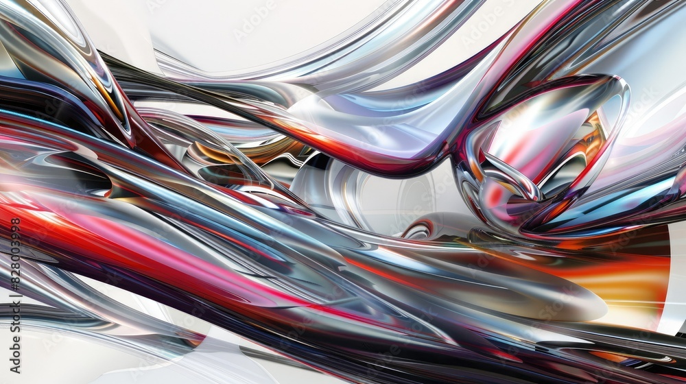 Modern 3D abstract design with flowing, colorful lines and glass-like texture Modern 3D abstract design with flowing, colorful lines and glass-like texture