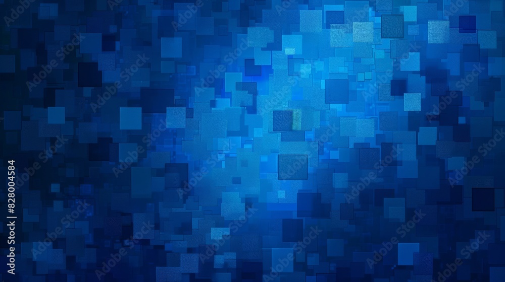 A blue background with squares of different sizes