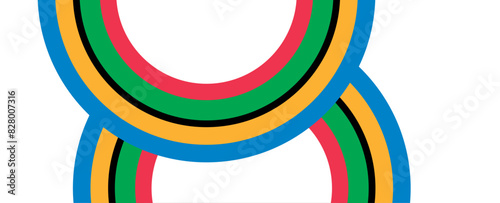 Colorful curved striped way isolated on transparent background. Olympic games banner. Olympic games straight lines, Olympic color ring, game line, modern. Vector illustration