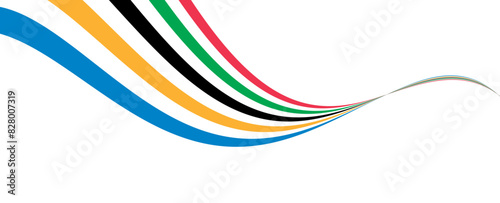 Colorful curved striped way isolated on transparent background. Olympic games banner. Olympic games straight lines, Olympic color ring, game line, modern. Vector illustration
