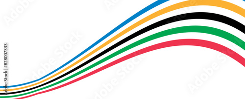 Colorful curved striped way isolated on transparent background. Olympic games banner. Olympic games straight lines, Olympic color ring, game line, modern. Vector illustration
