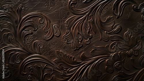 Wallpaper Mural A brown leather background with a floral design Torontodigital.ca