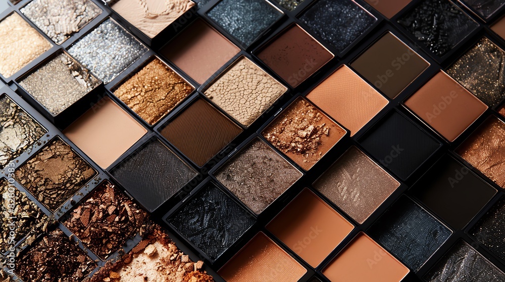 A collection of eyeshadow palettes with neutral shades A collection of eyeshadow palettes with neutral shades