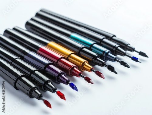 A collection of liquid eyeliners in various colors