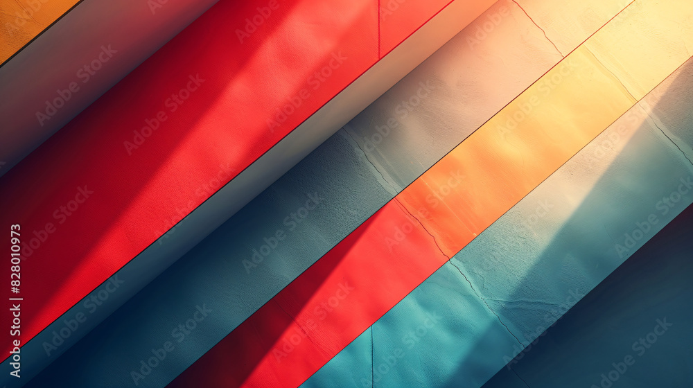 Obraz premium A clean and modern background featuring large, flat color blocks with smooth transitions, creating a sense of depth and balance