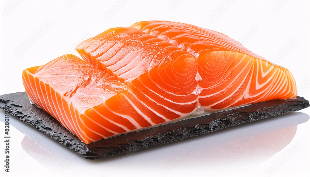 Salmon, trout, steak, slice of fresh raw fish, isolated on white background Salmon, trout, steak, slice of fresh raw fish, isolated on white background