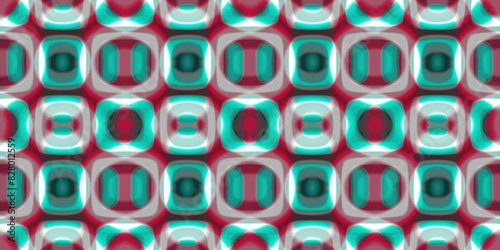 Red, green, and white illustration with a unique optical illusion effect
