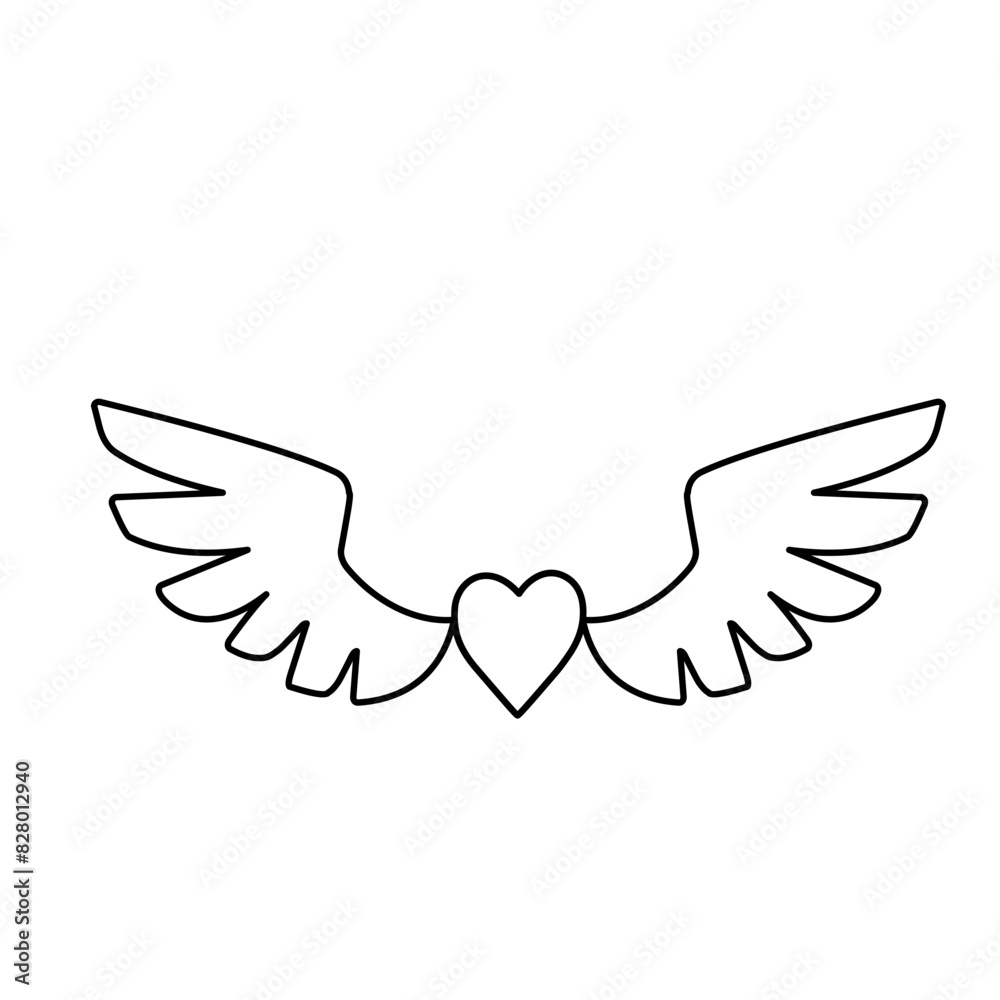 Fototapeta premium Hearts with wings icon