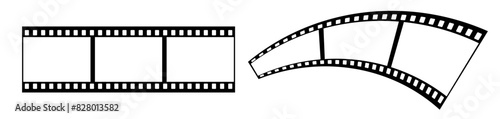 3d 35mm motion picture sign film strip vector design with 3 frames on white background. Black film reel symbol illustration to use for photography, television, cinema, photo frame.
