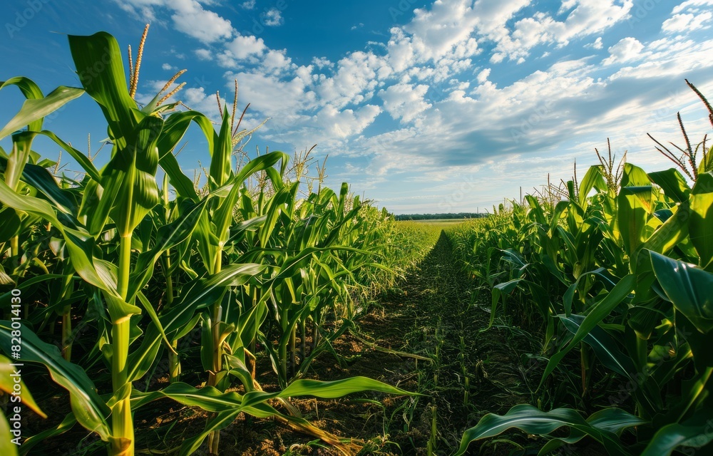 Young corn growing on the field, close up. Agricultural concept. Young corn growing on the field, close up. Agricultural concept.