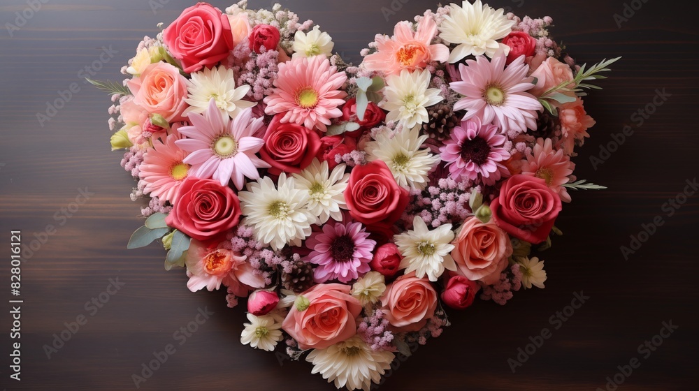 Heart-Shaped Floral Arrangement with Roses and Daisies Heart-Shaped Floral Arrangement with Roses and Daisies