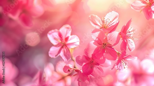 Bright background with pink flowers