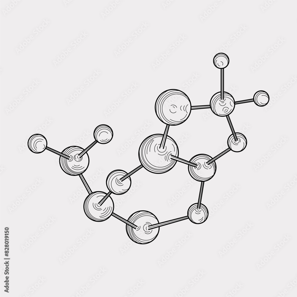 Atom molecule particle sketch vector Atom molecule particle sketch vector