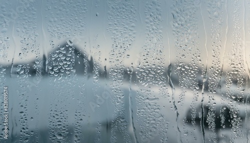 A realistic background showing raindrops on glass, providing texture and a sense of freshnes