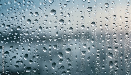 A realistic background showing raindrops on glass, providing texture and a sense of freshnes